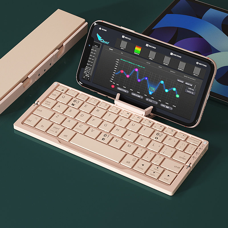 Foldable Bluetooth Keyboard - Wireless, Rechargeable, and Supports 3 Devices. Perfect for Phone and Tablet Use
