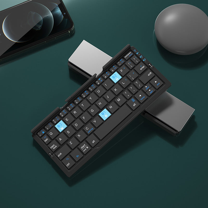 Foldable Bluetooth Keyboard - Wireless, Rechargeable, and Supports 3 Devices. Perfect for Phone and Tablet Use