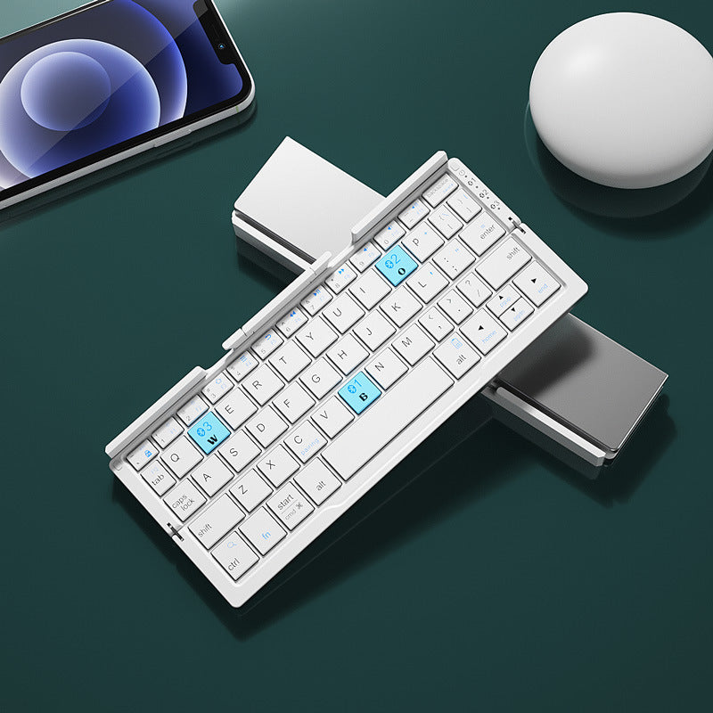 Foldable Bluetooth Keyboard - Wireless, Rechargeable, and Supports 3 Devices. Perfect for Phone and Tablet Use
