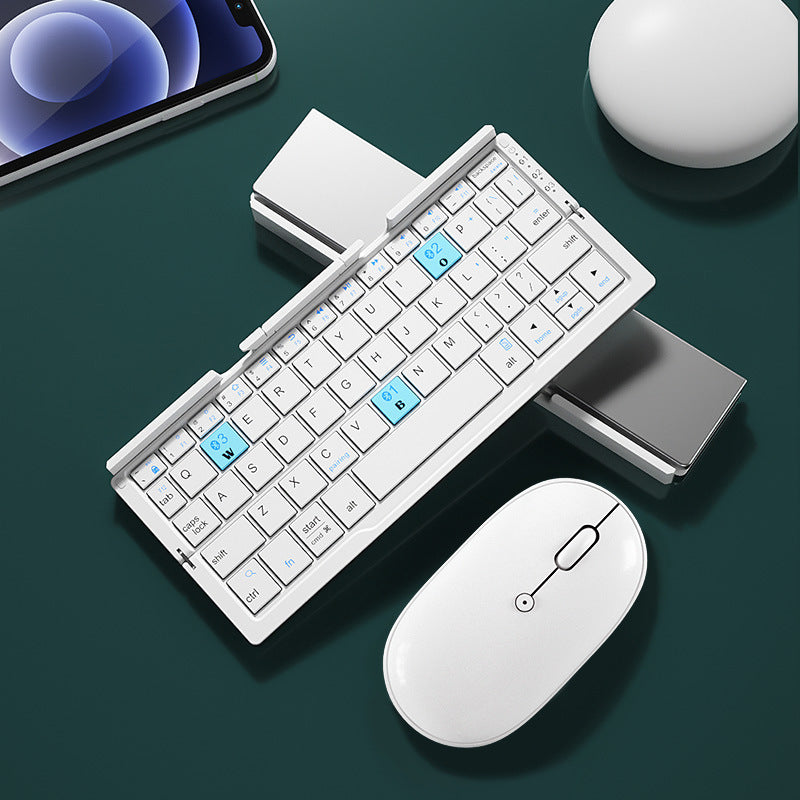 Foldable Bluetooth Keyboard - Wireless, Rechargeable, and Supports 3 Devices. Perfect for Phone and Tablet Use