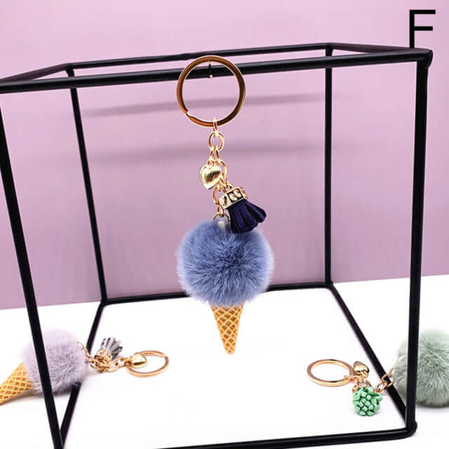 Creative Ice Cream Keychain Plush Pompom