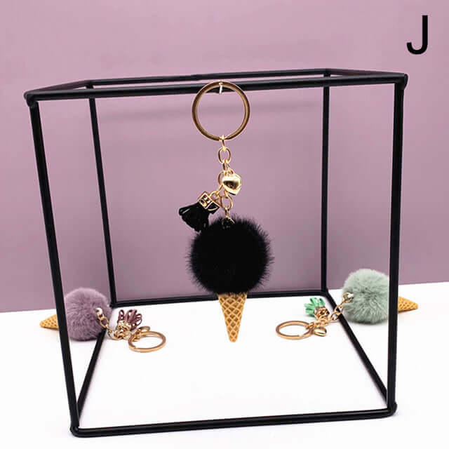 Creative Ice Cream Keychain Plush Pompom