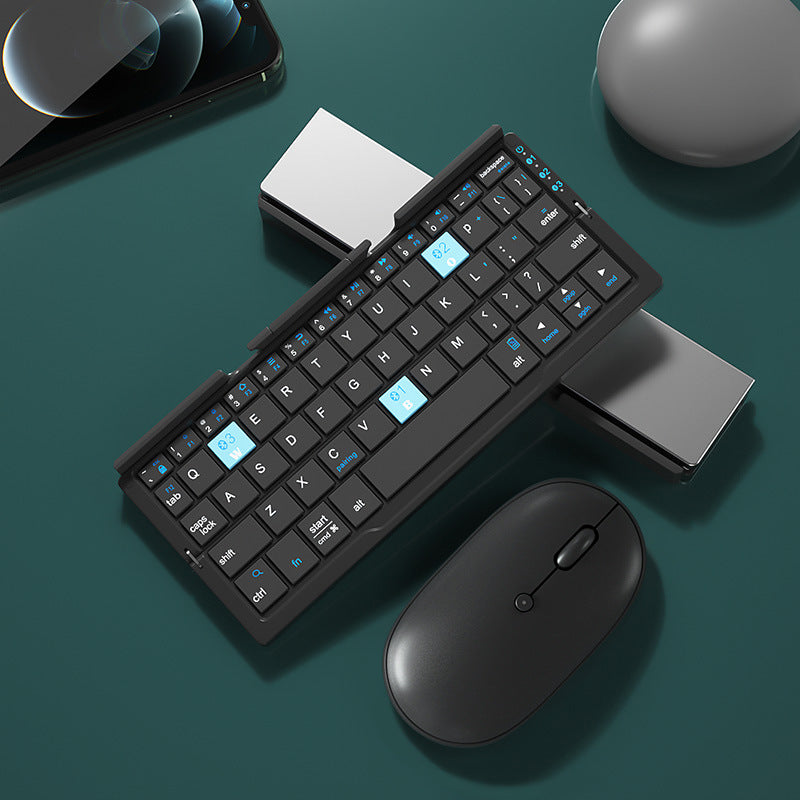 Foldable Bluetooth Keyboard - Wireless, Rechargeable, and Supports 3 Devices. Perfect for Phone and Tablet Use