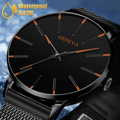 TimelessLux Watches Quartz Watch Stainless Steel Analog Ultra Thin Geneva