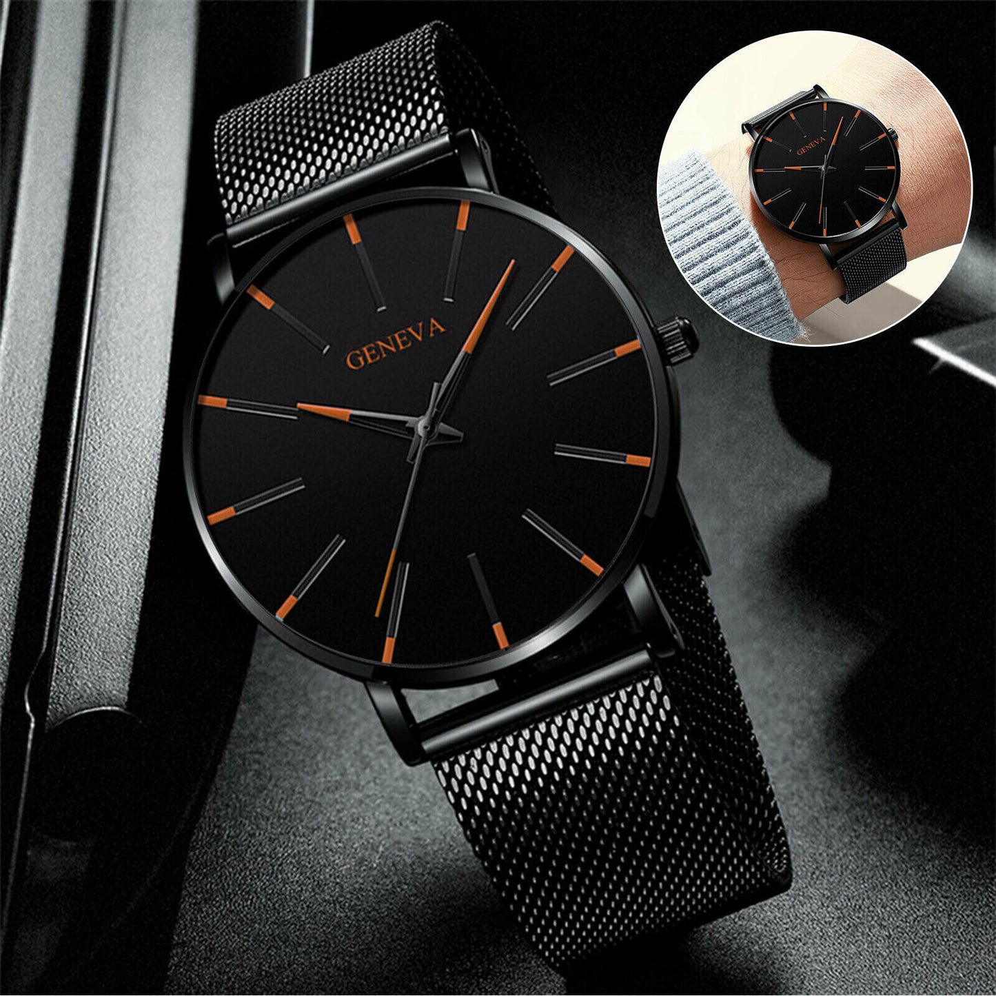 TimelessLux Watches Quartz Watch Stainless Steel Analog Ultra Thin Geneva